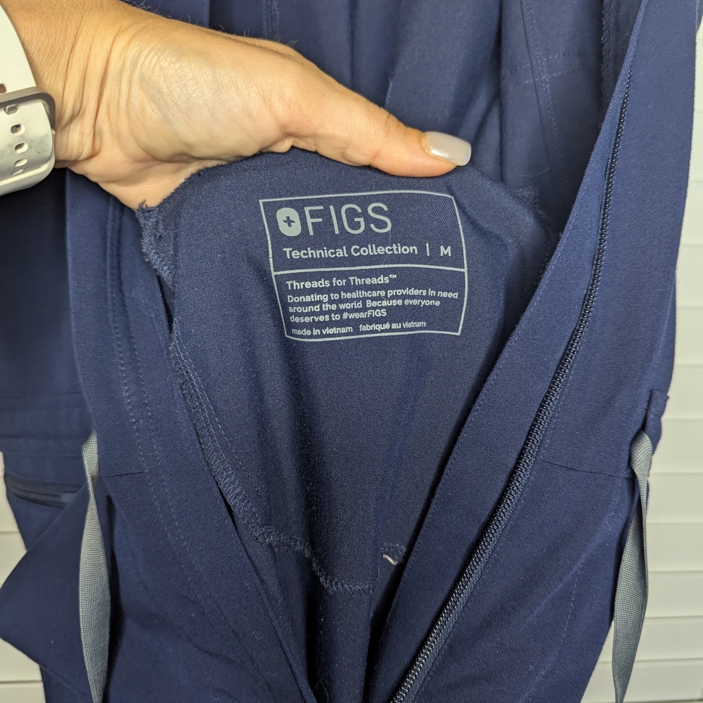 Figs Women's Navy Jumpsuit with Contrast Tie - Picture 9 of 16